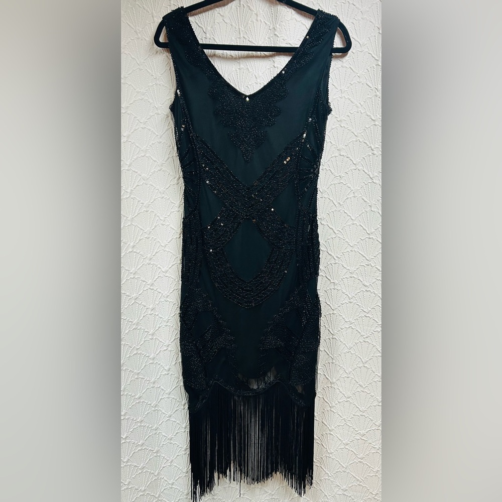Elegant Black Beaded Dress